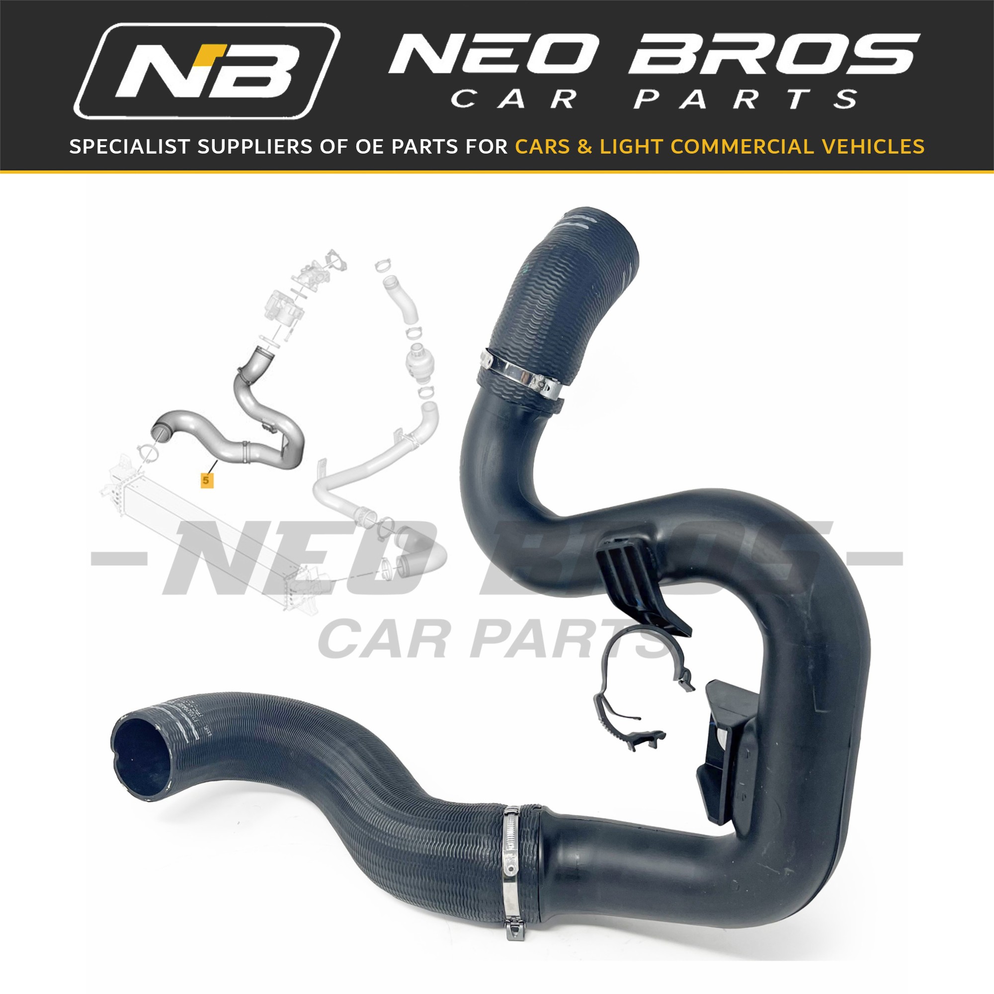 OE Right Intercooler Hose Vauxhall Movano 21- 2.2 D DW12 1614084380 OE Right Intercooler Hose Vauxhall Movano 21- 2.2 D DW12 1614084380