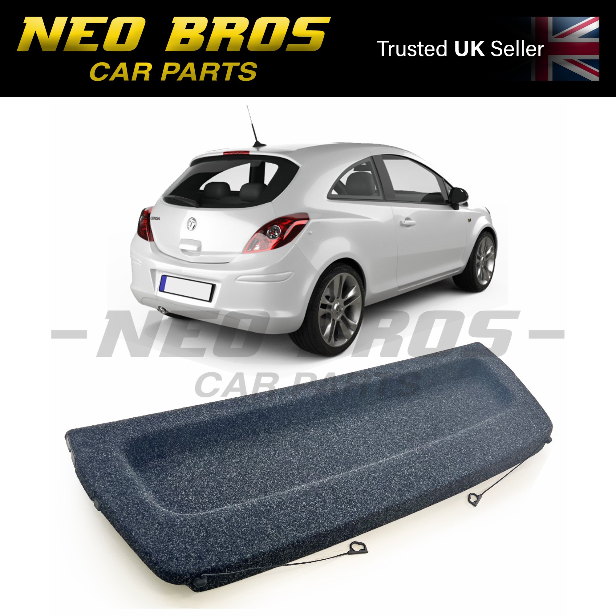 OE Rear Parcel Shelf Load Cover & Straps Black Vauxhall Corsa D 3