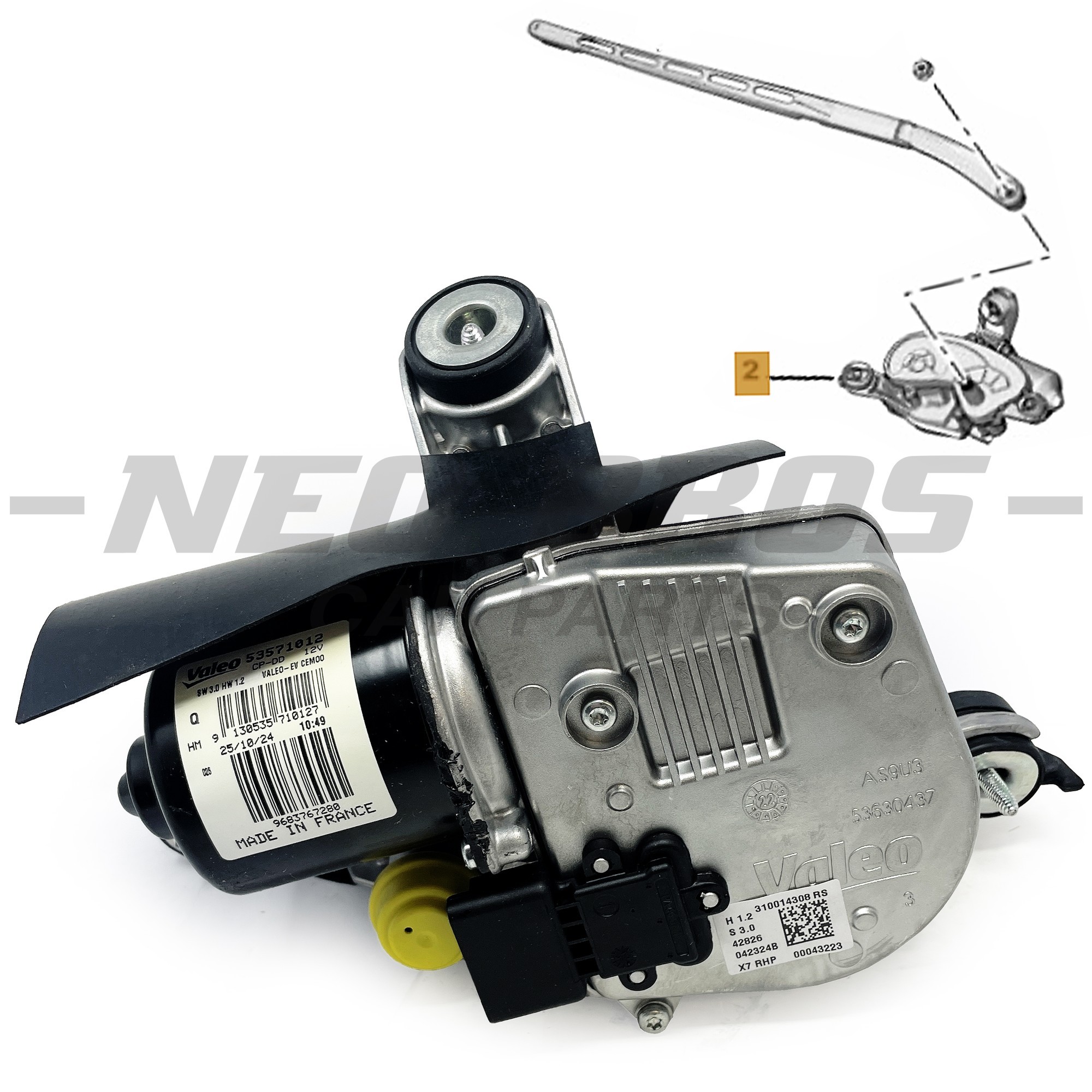 OE Windscreen Wiper Motor Front Left, Citroen C5 Mk III 08-22 RHD 6405LE