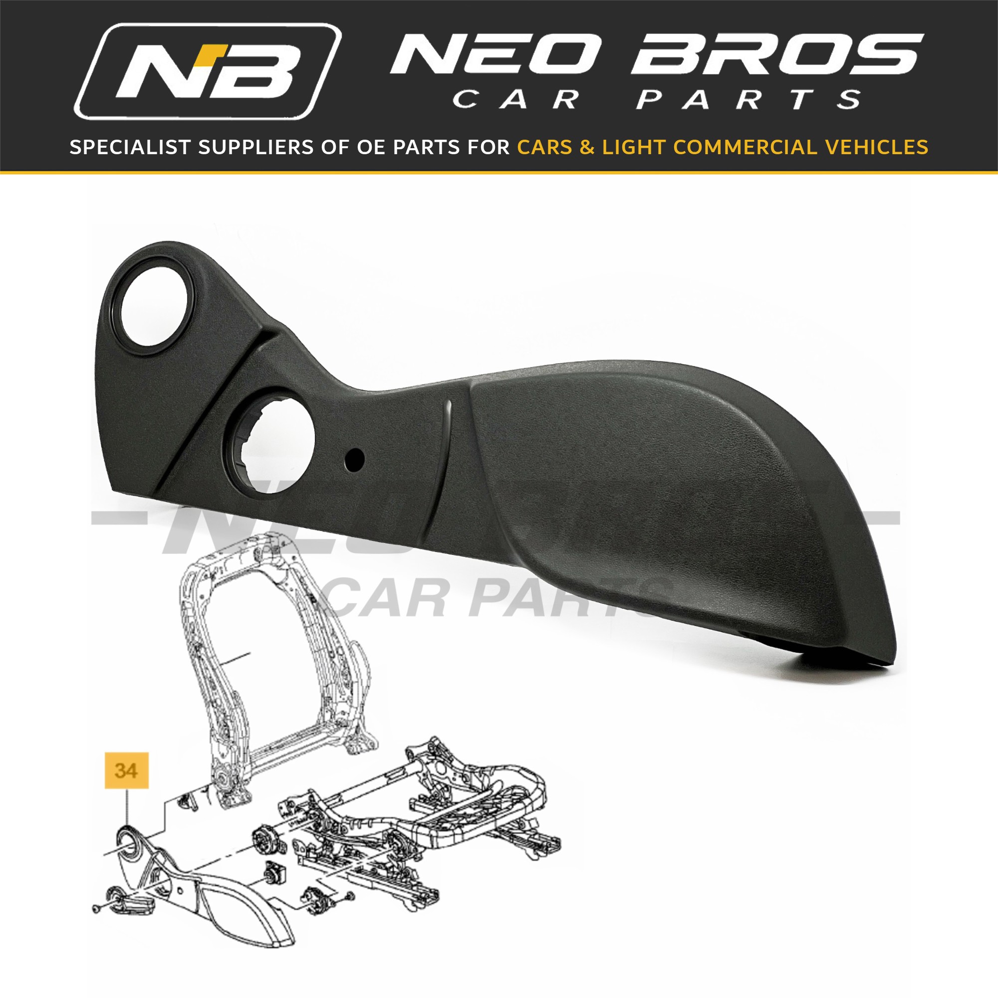 OE Outer Right Driver Seat Trim Panel Manual 4 Way Vauxhall Meriva B 13257086
