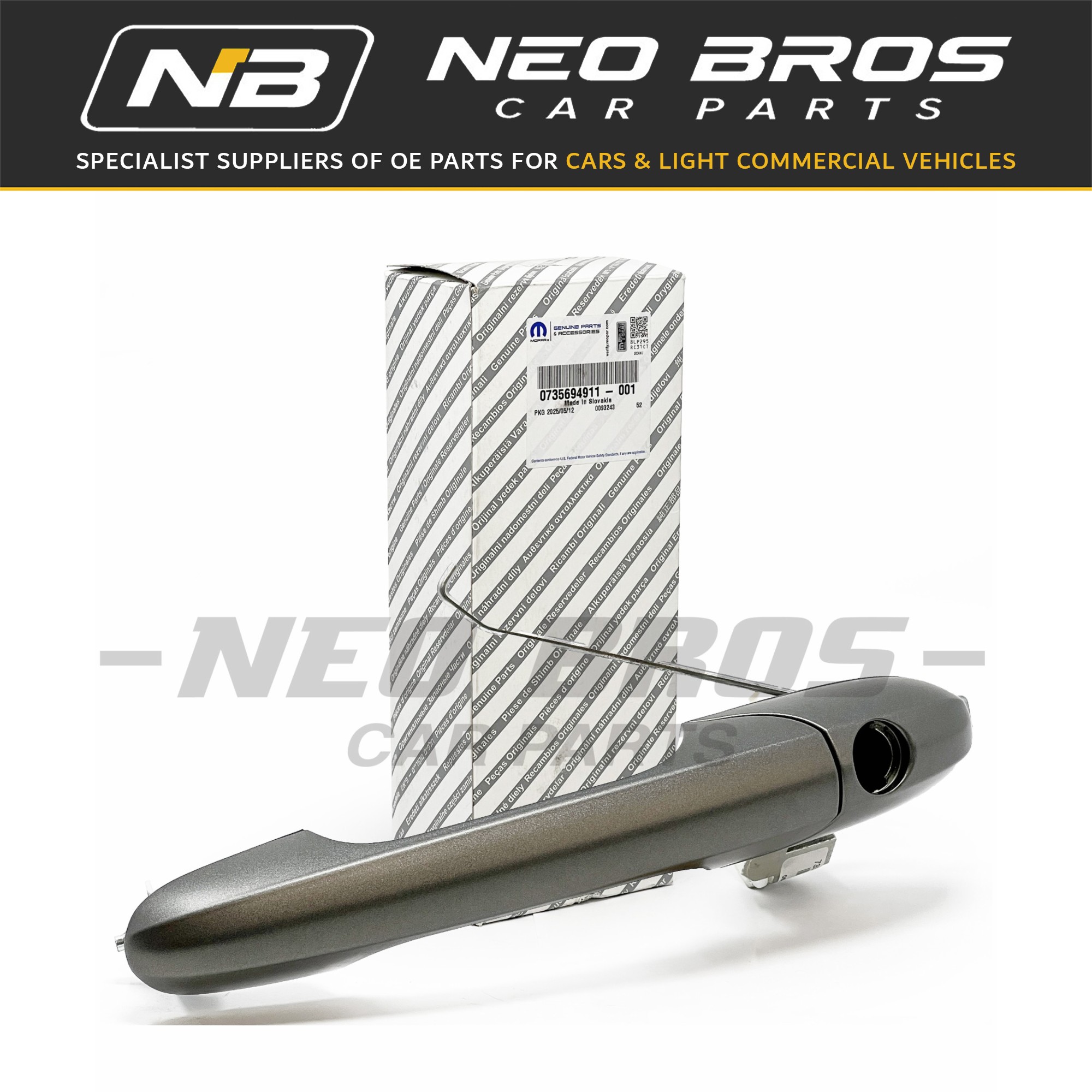 OE Door Handle, Graphite Grey, Right Drivers Side, Fiat 500 S RHD 19-, 735694911 OE Door Handle, Graphite Grey, Right Drivers Side, Fiat 500 S RHD 19-, 735694911