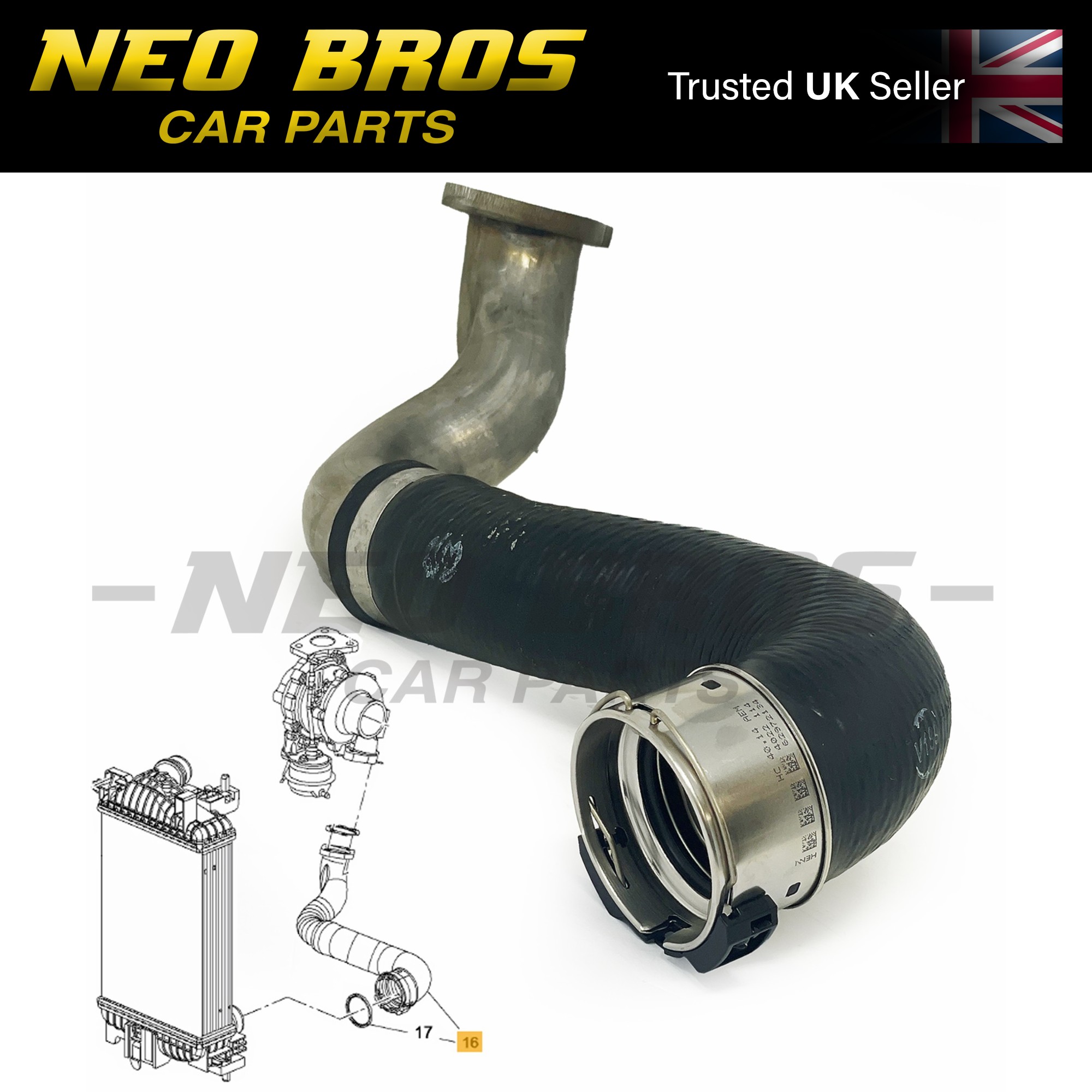 OE Turbo Inlet Boost Intercooler Hose Vauxhall Meriva 1.7 Diesel