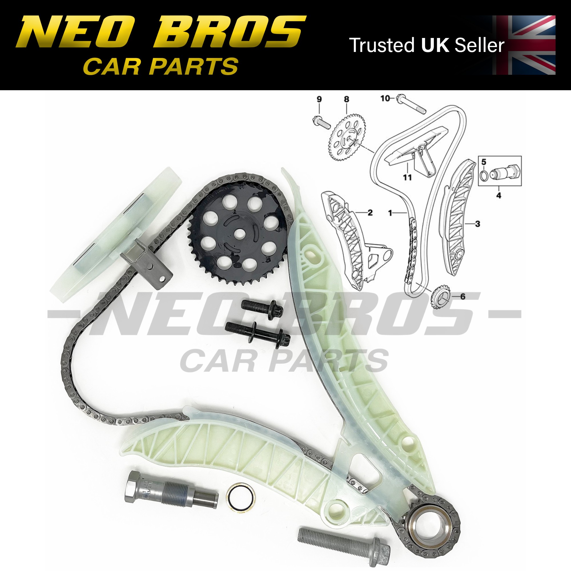 ENGINE Timing chain KIT For CITROEN DS MINI PEUGEOT 207