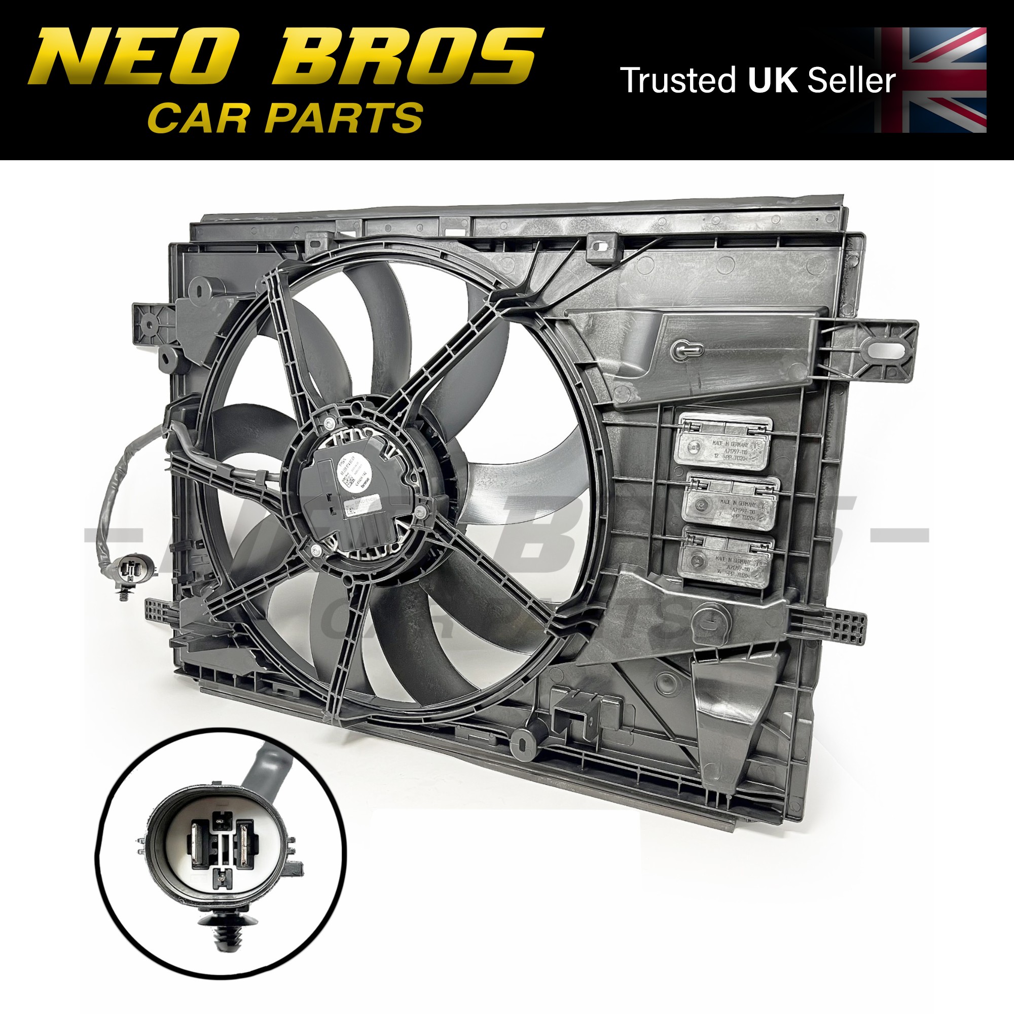 OE Radiator Cooling Fan Shroud 4 Pin Citroen Berlingo 18- 1.2 1.5 1.6 9805897480